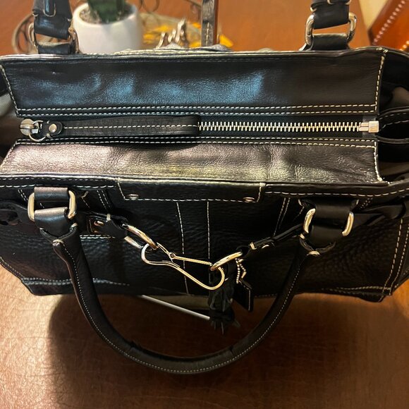 Coach Hampton Collection Black Pebbled Leather Shoulder Bag - Picture 7 of 10